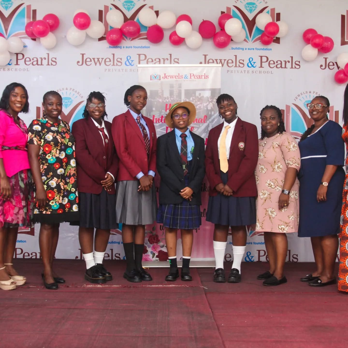 Students and staff at Jewels and Pearls Private School